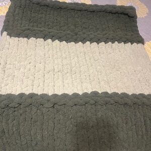 Handknit olive and sage baby Blanket